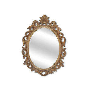 European vintage resin decorative round mirror entrance photo wall bedroom French frame gold carved tabletop decorative mirror