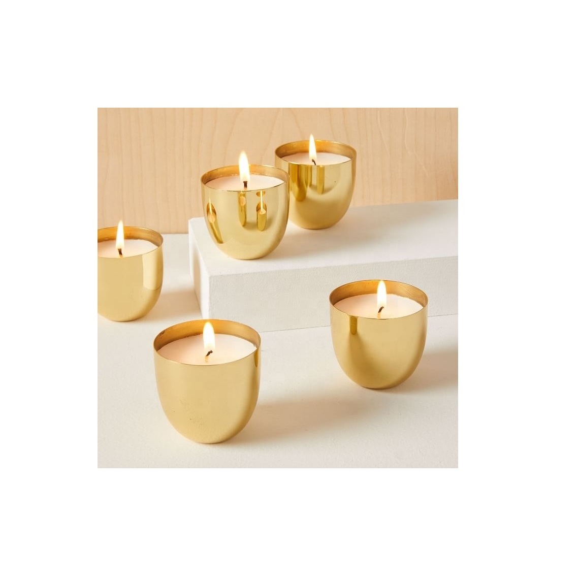 Elegant Iron Votive Holder with Cutout Pattern Golden Finished Customized Home Decoration and Lighting Metal Candle Holder