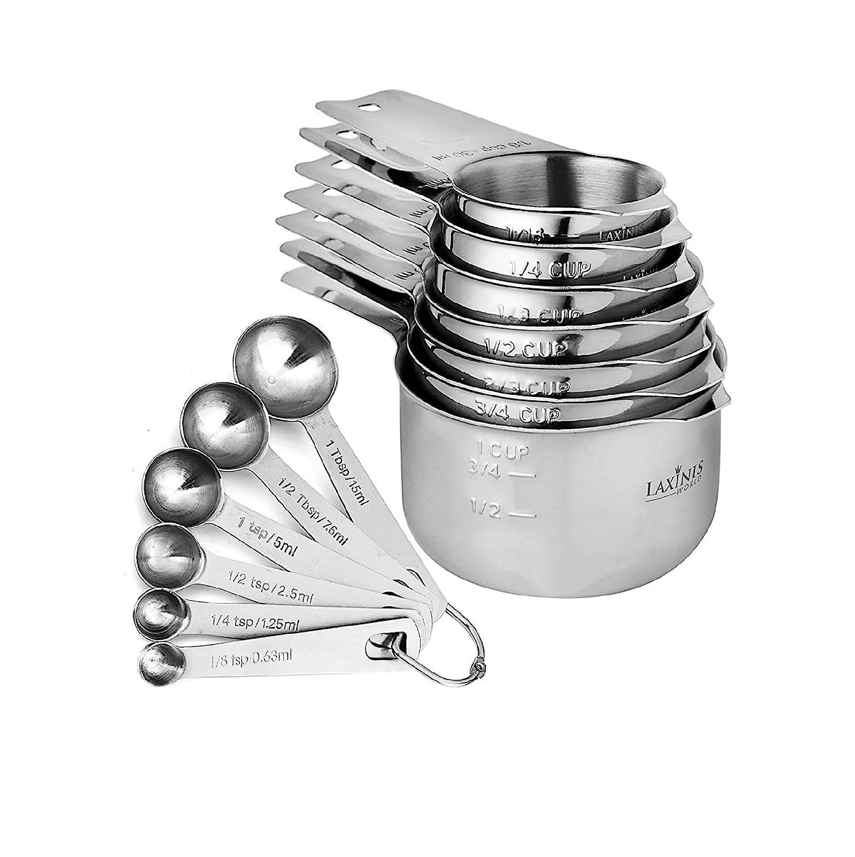 Round Measuring Spoon with wire handle Kitchen metal tool Stainless Steel Oval Measuring Cup Set at wholesale price