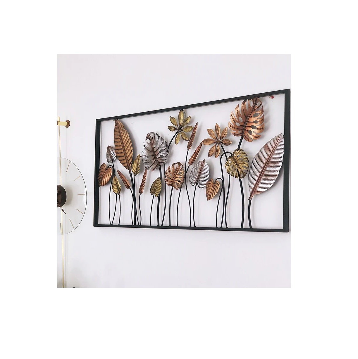 Gold House Wrought Iron Interior Bedroom And Living Room Frame Art Hanging Flower Home Metal Wall Art Decor