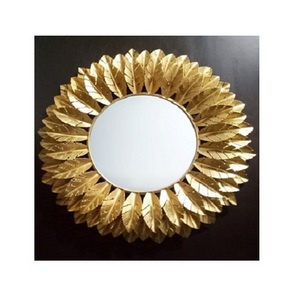 Very Beautiful Antique flower and leaf golden wall art round shaped mirror with handicraft work