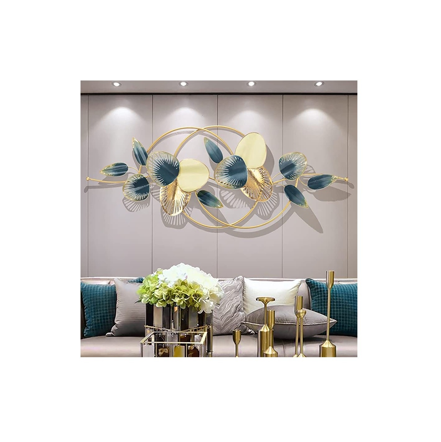 3D Metal Wall Art Leaves Modern Gold Home Decor Wall Sculptures 