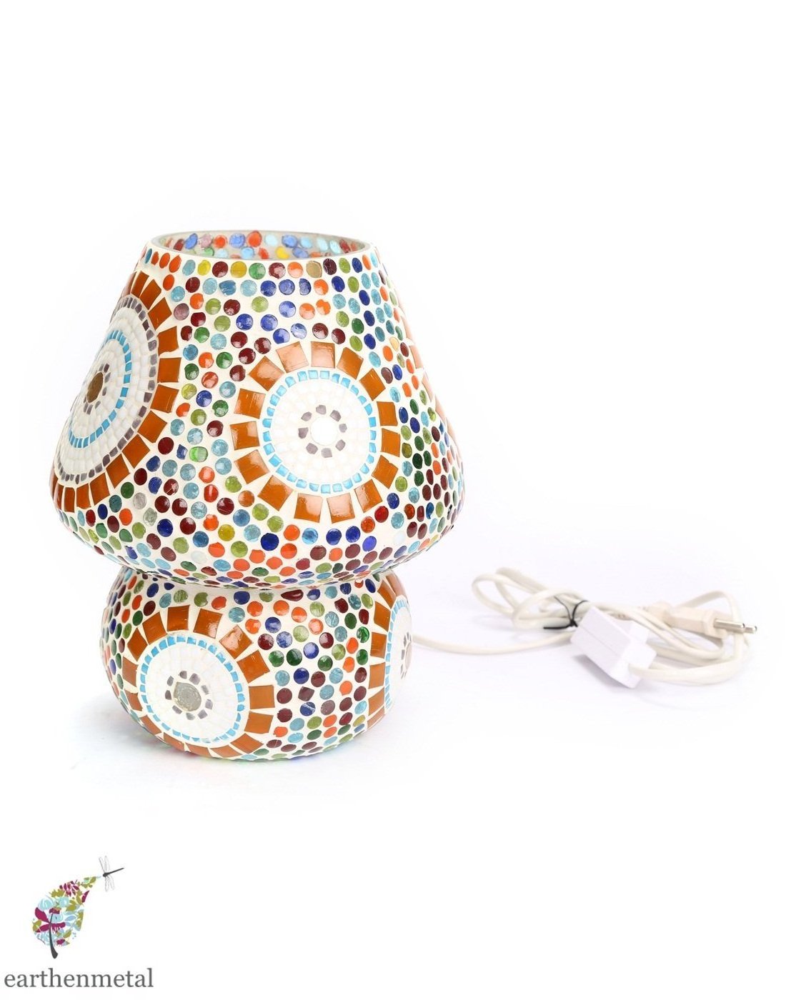 Collectible India Multi colour Mosaic Style Dome shaped Glass Antique Table Lamp Night Lights for Home Living Room Table Lamp