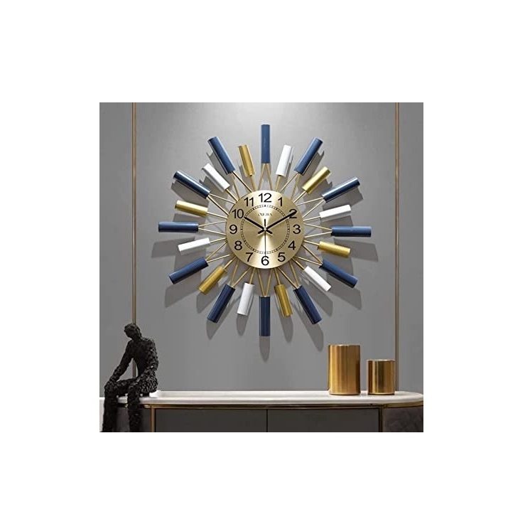 Factory modern round butterfly design quality premium luxury metal wall clock in wholesale price elegant for home decor