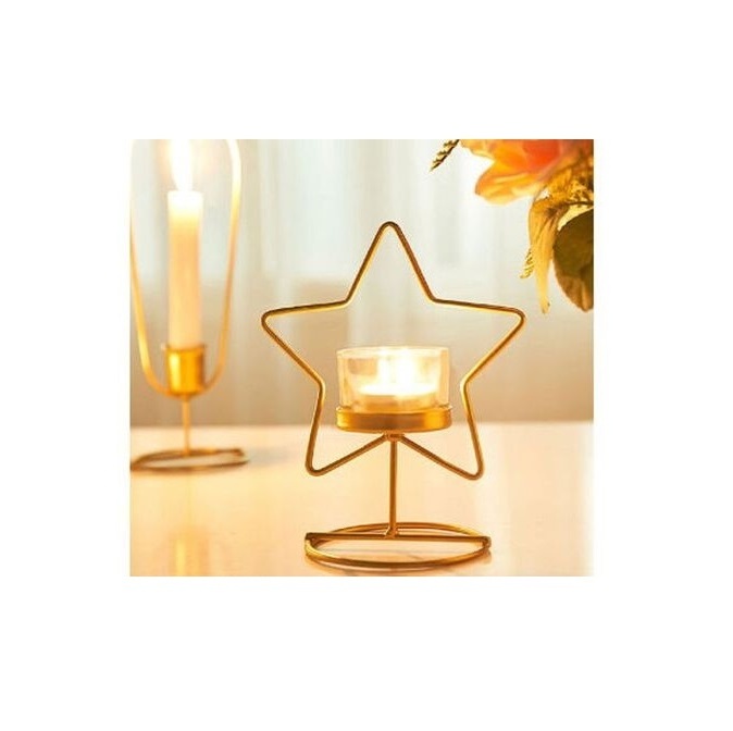 Elegant Iron Votive Holder with Cutout Pattern Golden Finished Customized Home Decoration and Lighting Metal Candle Holder