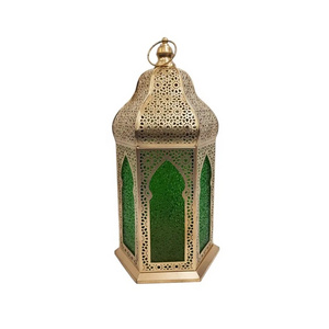 Vintage Gold Metal House Shaped mini lantern Wholesale outdoor Moroccan Iron Lantern for home and garden decor