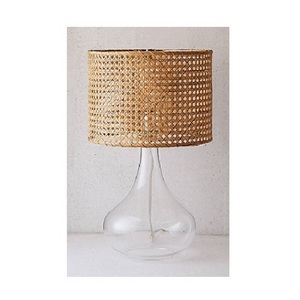 hot sale rattan lamp with glass body customized round fancy modern Table Lamp for Hotel Lamp black white wooden luxury table lam