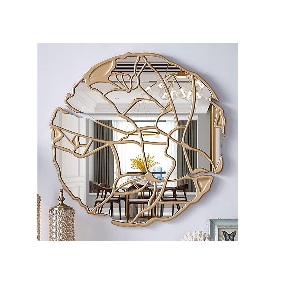 top trending decorative sun flower shape golden mirror gold metal frame decorative wall mirror for living room for home decor