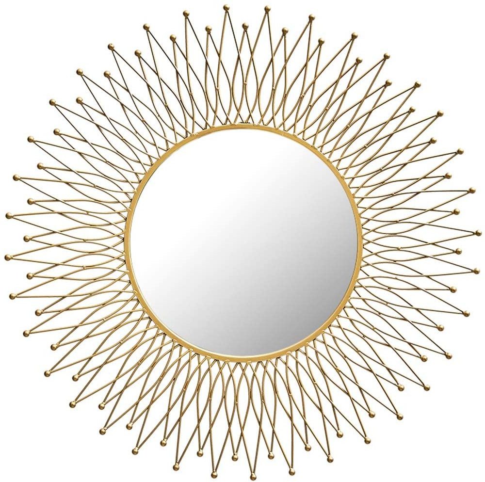 Round Sunburst Wall Mirror Large Metal Starburst Decorative Wall Mirror Living Room Dining Room Hallway Porch Hanging Mirror