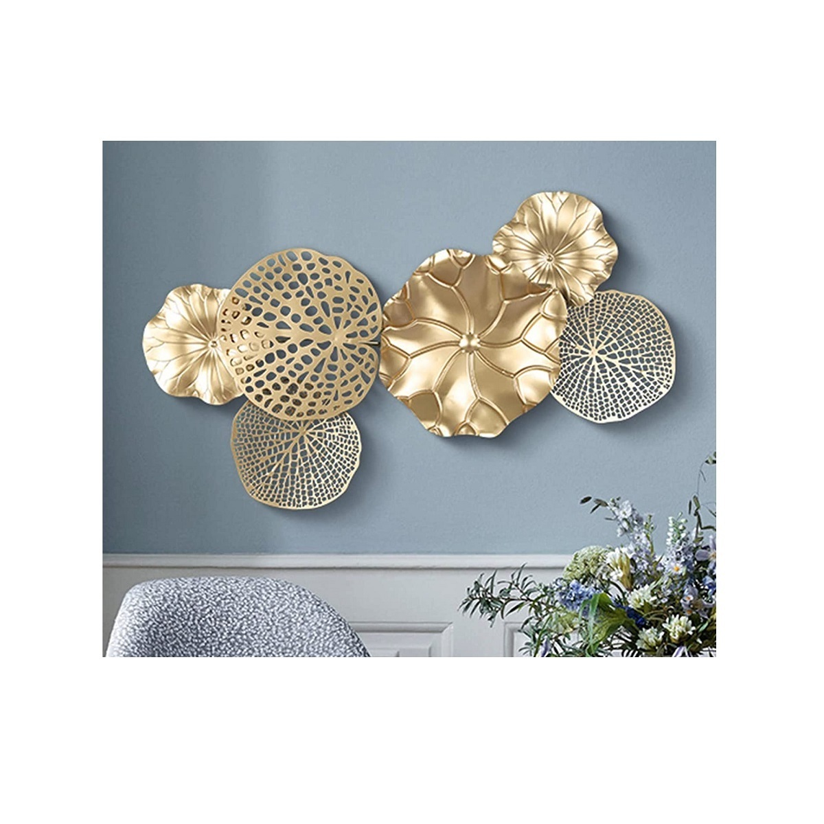 3D Metal Wall Art Leaves Modern Gold Home Decor Wall Sculptures 