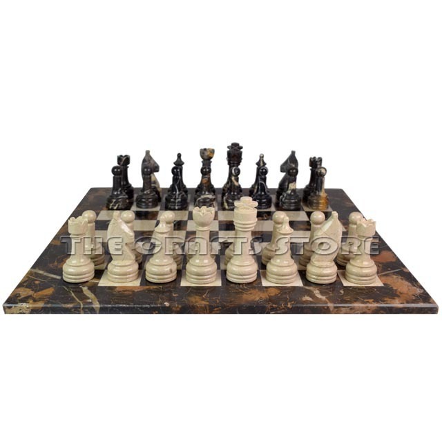 Exquisite Chess Set Black Gold and Verona Marble Chess Set: Elevate Your Game of Chess with Timeless Elegance and Luxury