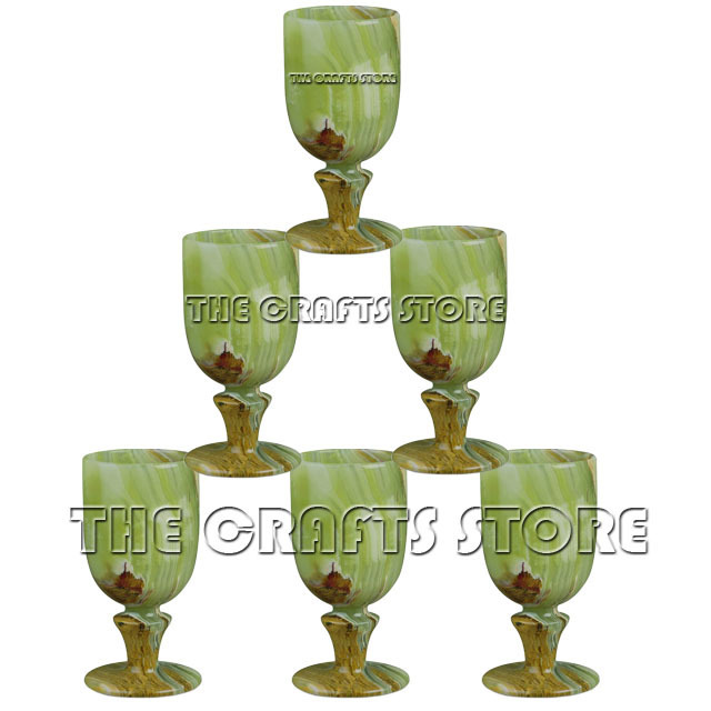 Marble & Onyx Natural Stone Customize Wholesale Hand Crafted Wine Glass Goblets For Home & Office Decoration