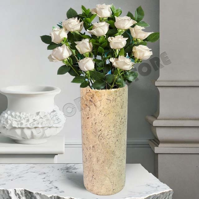 Coral Flower Vase Garden Decor Home Decorative Flower Pot Luxury Beautiful Nature Fossil  Marble Cylinder Flower Vase