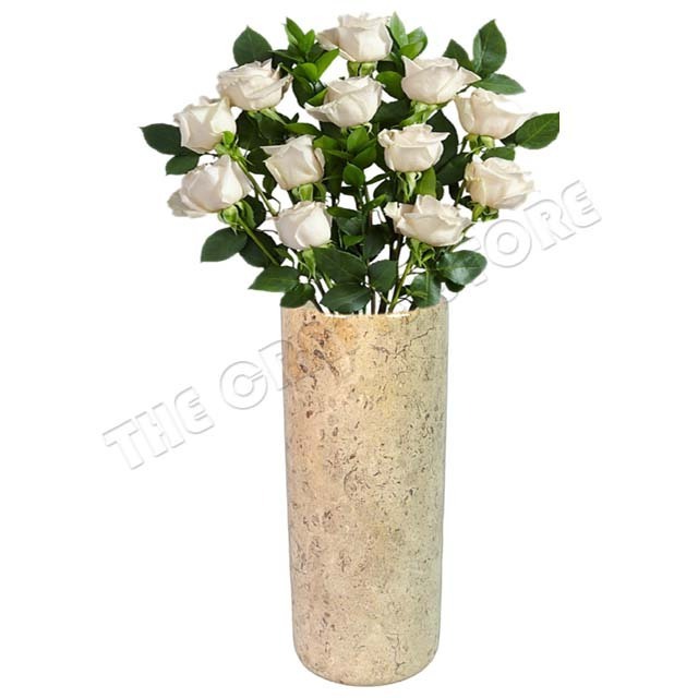 Coral Flower Vase Garden Decor Home Decorative Flower Pot Luxury Beautiful Nature Fossil  Marble Cylinder Flower Vase