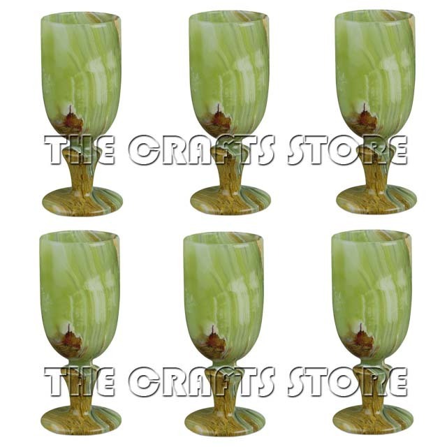 Marble & Onyx Natural Stone Customize Wholesale Hand Crafted Wine Glass Goblets For Home & Office Decoration