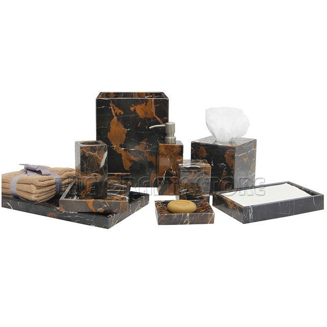 Best Selling Marble Ceramic Bathroom Accessories Set Kit For Home Decoration Tooth Brush Holders Soap Dish and Towel Tray