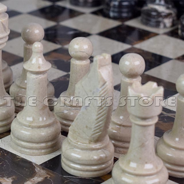 Exquisite Chess Set Black Gold and Verona Marble Chess Set: Elevate Your Game of Chess with Timeless Elegance and Luxury