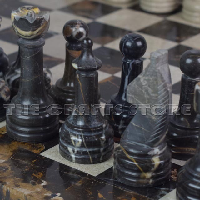 Exquisite Chess Set Black Gold and Verona Marble Chess Set: Elevate Your Game of Chess with Timeless Elegance and Luxury