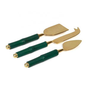 green ceramic handle Cheese spreader Tool Set Stainless Steel  Cheese butter Slicer and cheese spreader