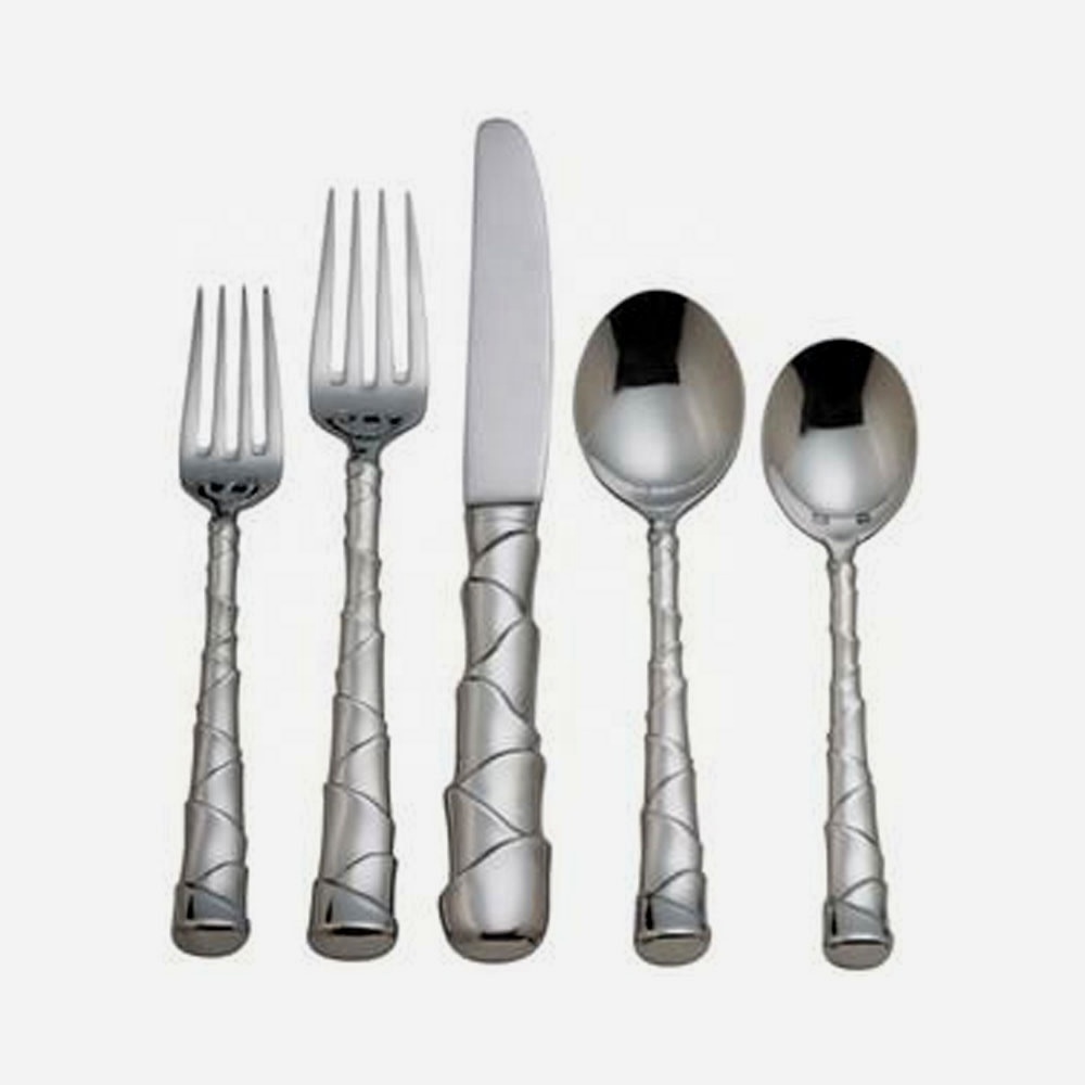 New Design Food Serving Utensil Fancy Western Style full hammered dinnerware set silver  Platted Stainless Steel Cutlery Set