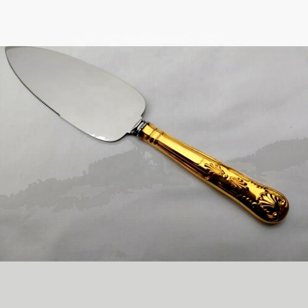 Solid Brass golden Metal Branch Style Handmade Handle Royal decorative Cake Server set inexpensive flatware sets