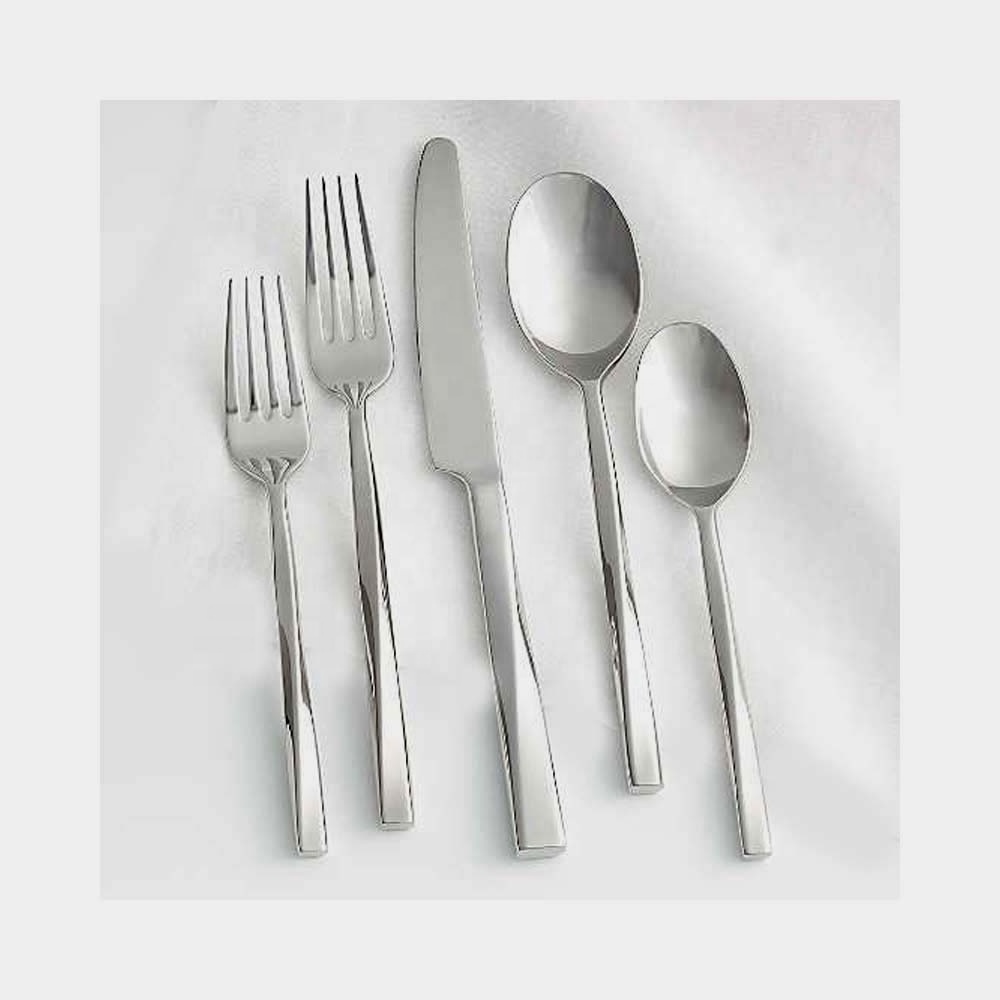 Customized Logo Named Design Silver Plated Square Design handle With unique Silver modern look flatware set