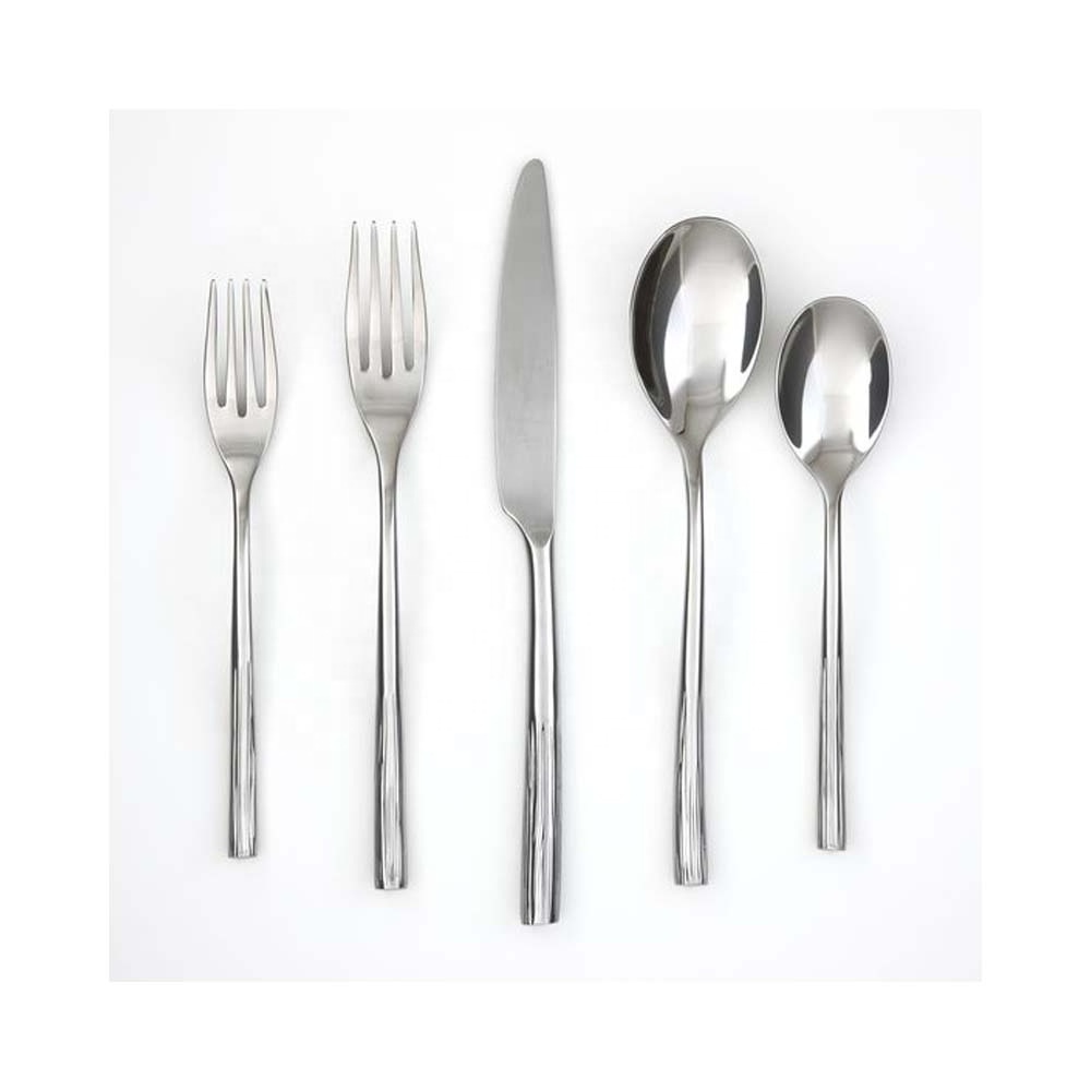 Customized Logo Named Design Silver Plated Square Design handle With unique Silver modern look flatware set