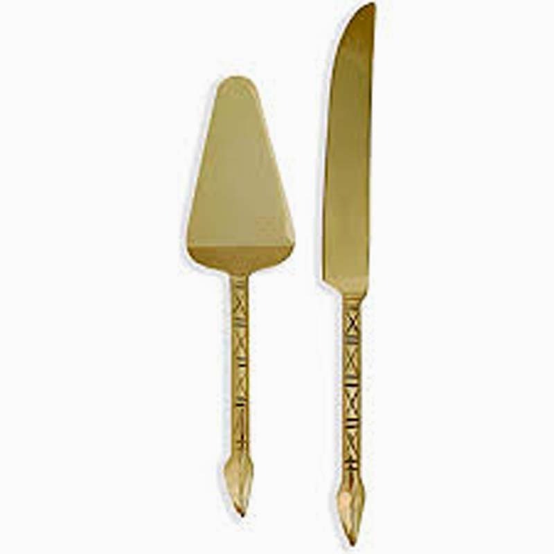 stainless Steel Rose Gold Plated Slicer & Spatula Designer Square Handle Stainless Steel Unique Slicer & Spatula Cake Server