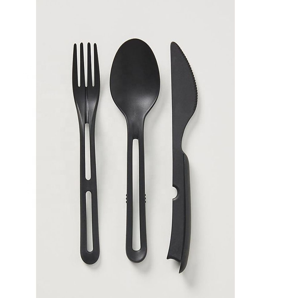 Wholesale High Quality White Silver thick Handle Guangzhou Italian cutlery with Thick Flat handle modern salad server  Set