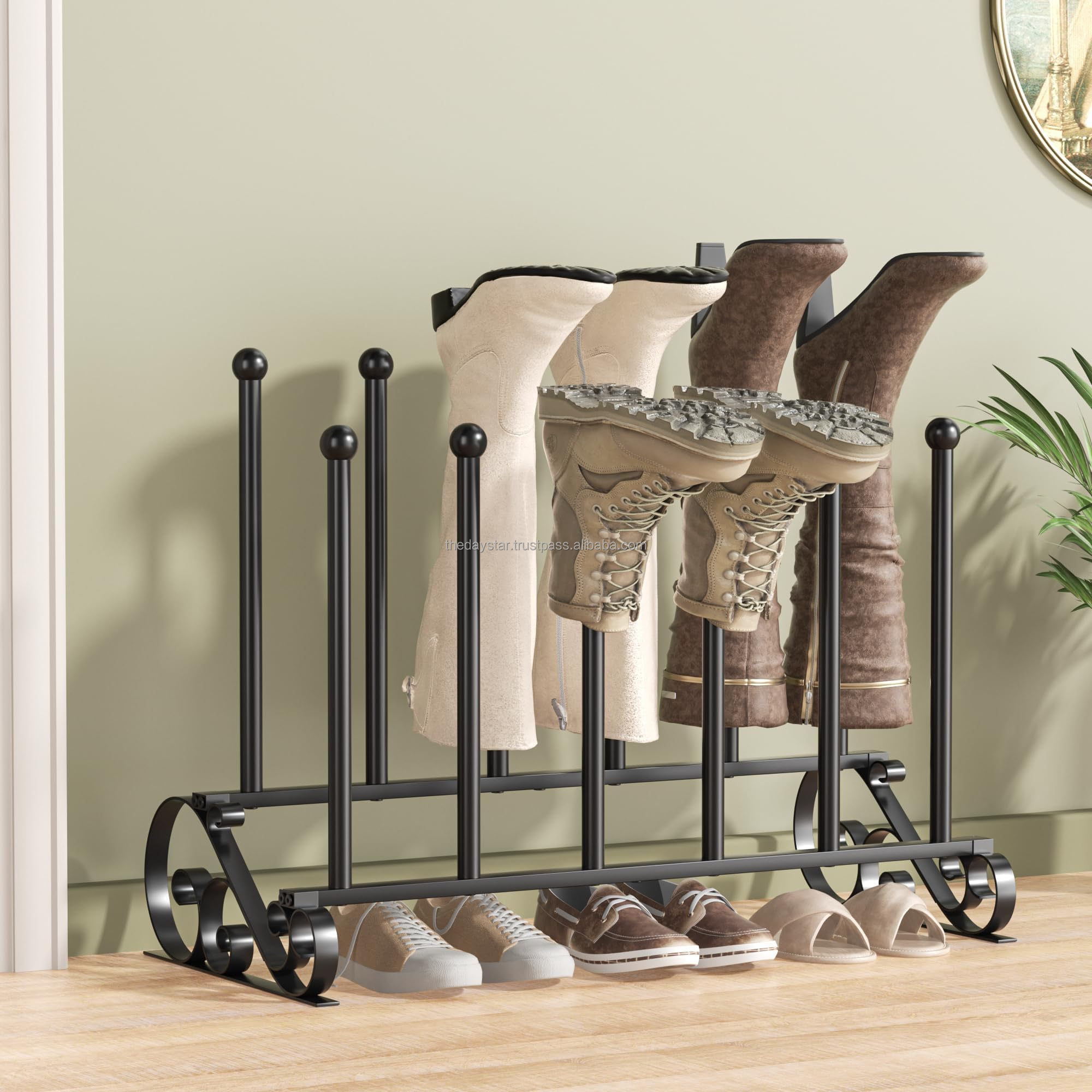 Freestanding Shoe Racks for Garden Black Metal Shoe Organizer for Boots space saving decoration and fully customizable.