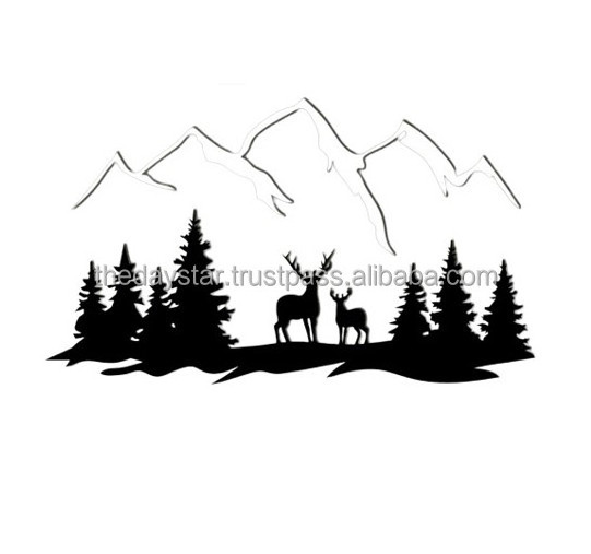 Completely Customisable Mountain Wall Art Deer Forest Metal Wall Art Hill Metal Decor Wall Hanging Decoration