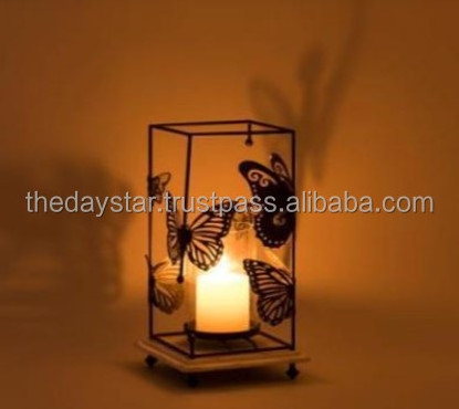 Article of iron T-light Votive holder butterfly Table top Decorative Item for Home and Room Decoration with customised colour