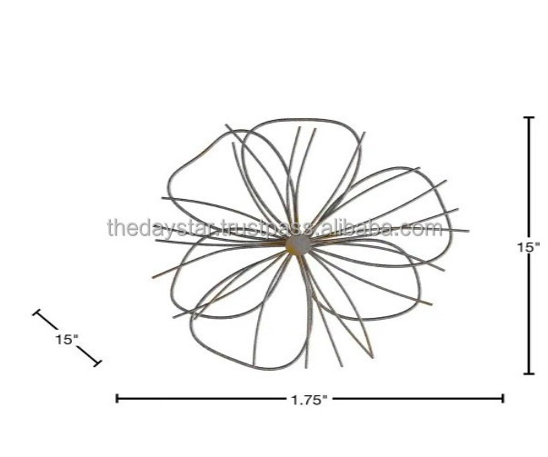 Completely Customisable Silver and Gold Metallic Wire Flower Wall Art for indoor Wall Decoration