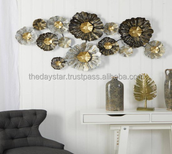 Customizable High Quality Metal Floral Black Silver And Gold Wall Art Decorative For Home Or Living Room Decor