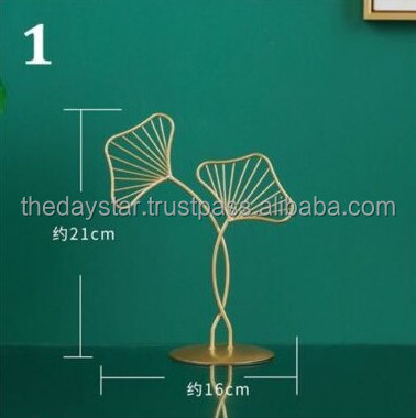 Customizable Table Top Abstract Sculpture Leaf Ornament Wrought Iron Craft Art Figurine Standing Sculpture