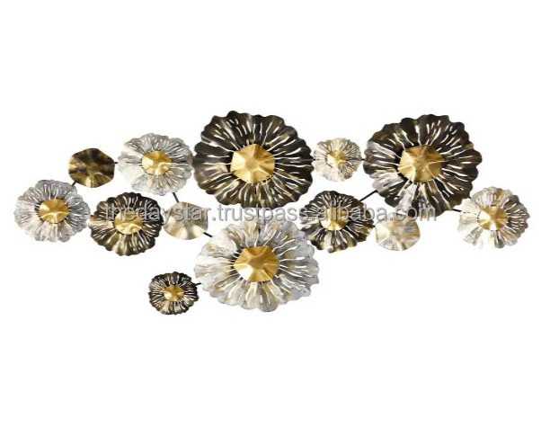 Customizable High Quality Metal Floral Black Silver And Gold Wall Art Decorative For Home Or Living Room Decor