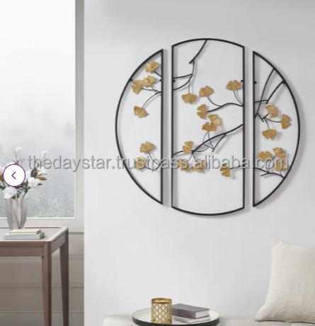 Customizable Premium Quality Metal Palm Gingko Leaves Wall Decor Solar For Home Or Room Decor