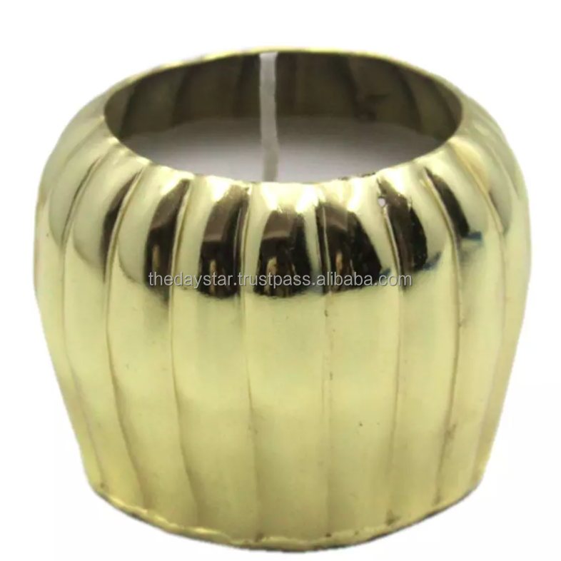 Customisable Wholesale Bulk Candle Votive With Wax Matt Brass Plating Gold Color Candle Jar Modern Style Candle Vessels For Part