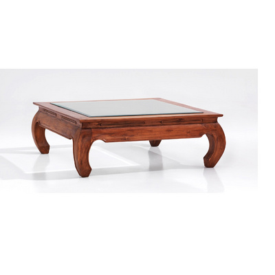 Luxury Tea Table with glass top  Modern Wood Square glass top Center Coffee table