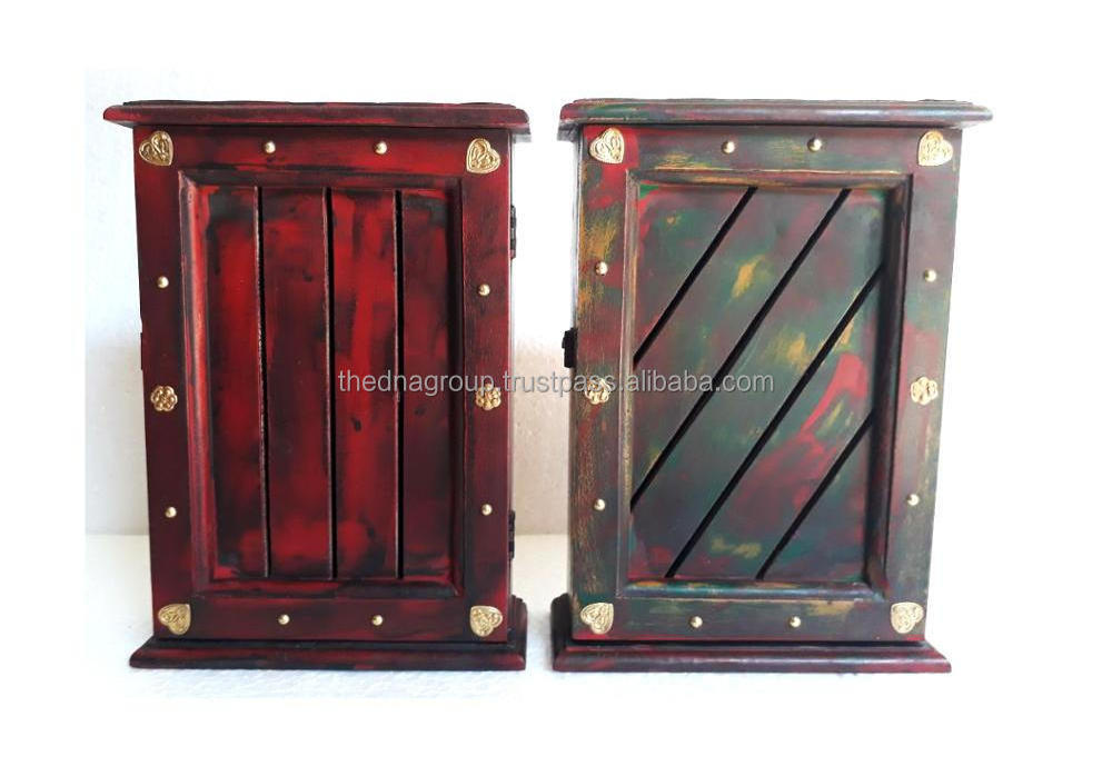 New home decoration wall Hanging wooden key box holder/ wood key cabinet with hanger