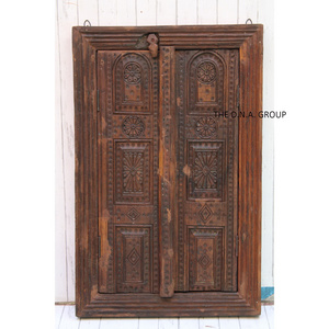 Old Antique Wooden Window Indian carving Jharokha Wall Decor Arch window Round Shape Vintage Mirror Frame Rustic Wall Decor-Gift