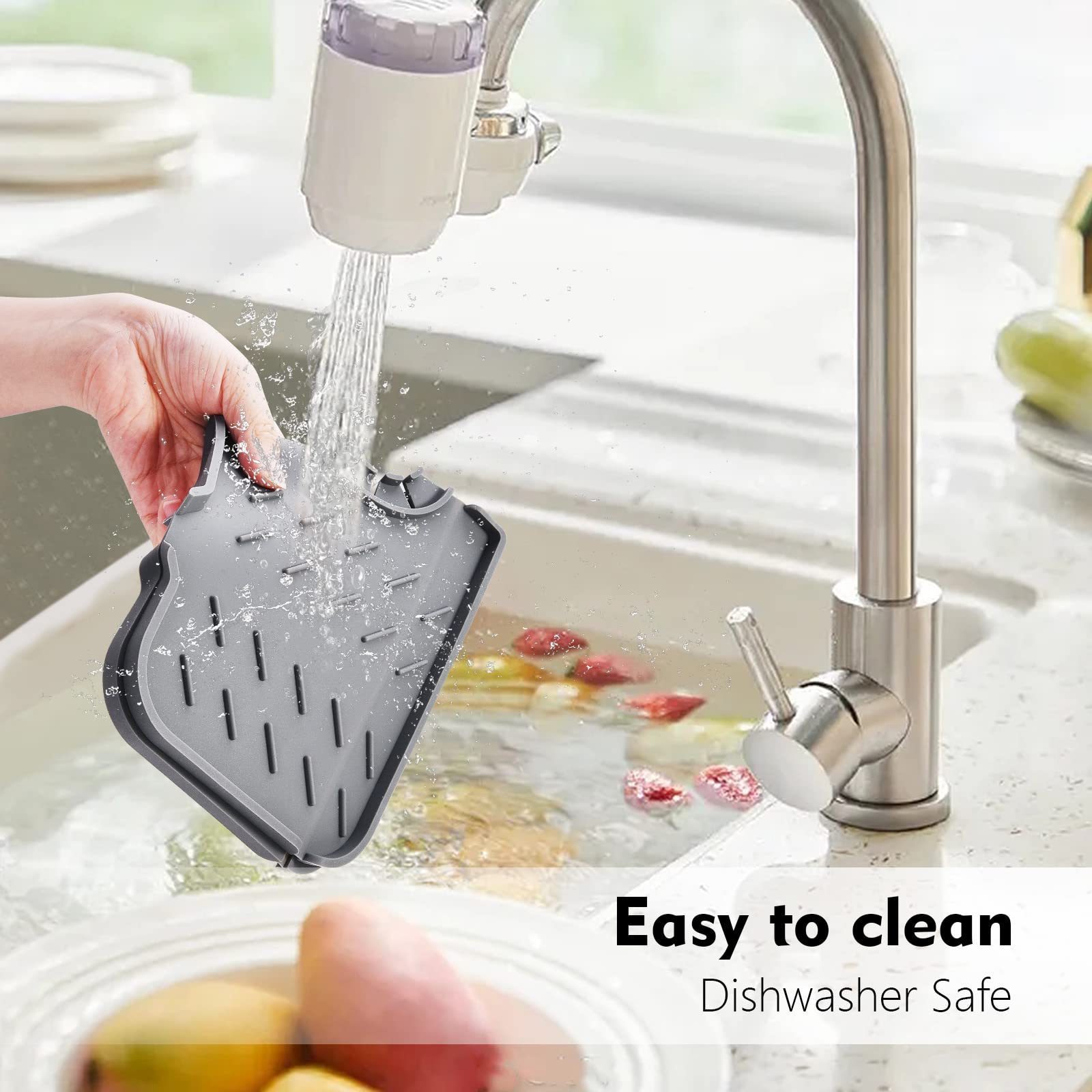 Modern Bathroom Faucet Water Catcher Mat  Sink Draining Pad Behind Faucet   Kitchen Silicone Faucet Mat Sink Splash Guard