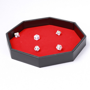 Luxury blank Octagon Hexagon faux PU leather dice tray