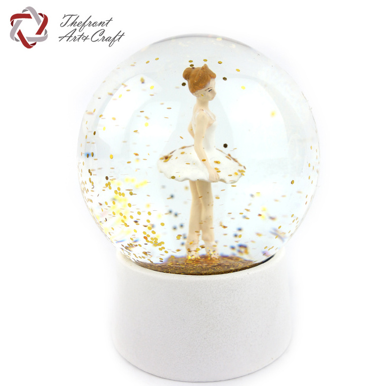 Winter Home Decoration Girl Gift Custom Made Christmas Angel Glitter Ballerina Snow Globe