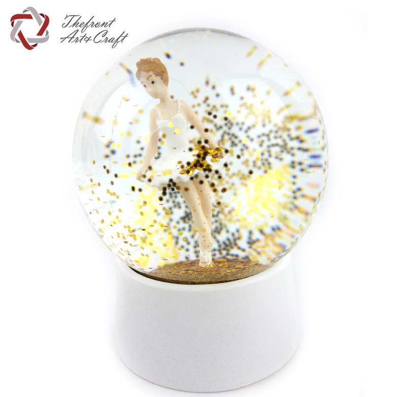 Winter Home Decoration Girl Gift Custom Made Christmas Angel Glitter Ballerina Snow Globe