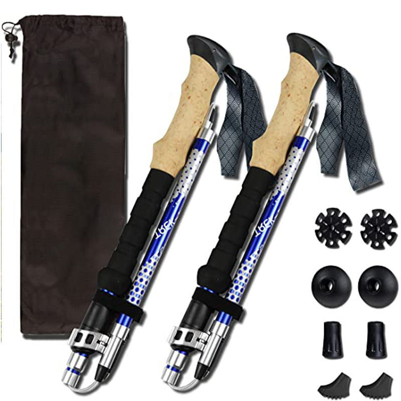 Factory price Collapsible Trekking Hiking Poles,Folding Carbon Fiber Walking Sticks with Quick Lock System 4 Season Accessories