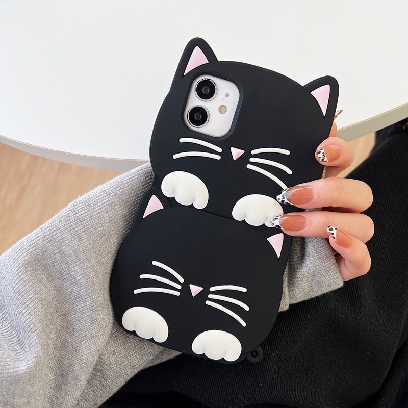 Soft Silicone 3D Cat Cartoon Phone Case for iPhone 6 7 8 X XR 11 promax 12 pro 13 14