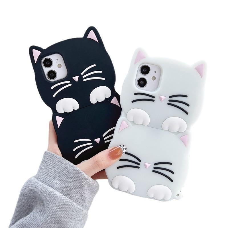 Soft Silicone 3D Cat Cartoon Phone Case for iPhone 6 7 8 X XR 11 promax 12 pro 13 14