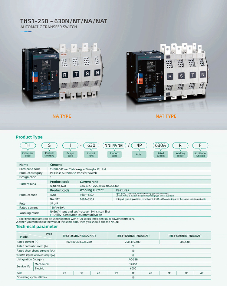 ats auto transfer switch 2p 3p 4pole single/three phase 40 50 amp 63a automatic changeover switch for generator