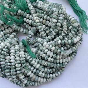 6mm 8mm 10mm Natural Green Moss Agate Stone Smooth Rondelle Bead Strand Beads for Jewelry Making Bracelet Necklaces Gemstone AAA